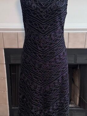 Serafina Black Evening Gown with Silver Entwined Black Accents Embellishing